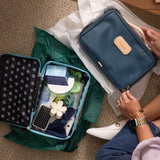 Jon Hart Large Travel Kit in coated canvas with leather trim and silver hardware
