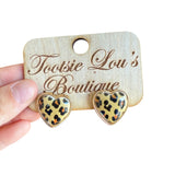 Leopard Heart Stud Earrings