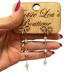 Pearl Bow Dangle Earrings