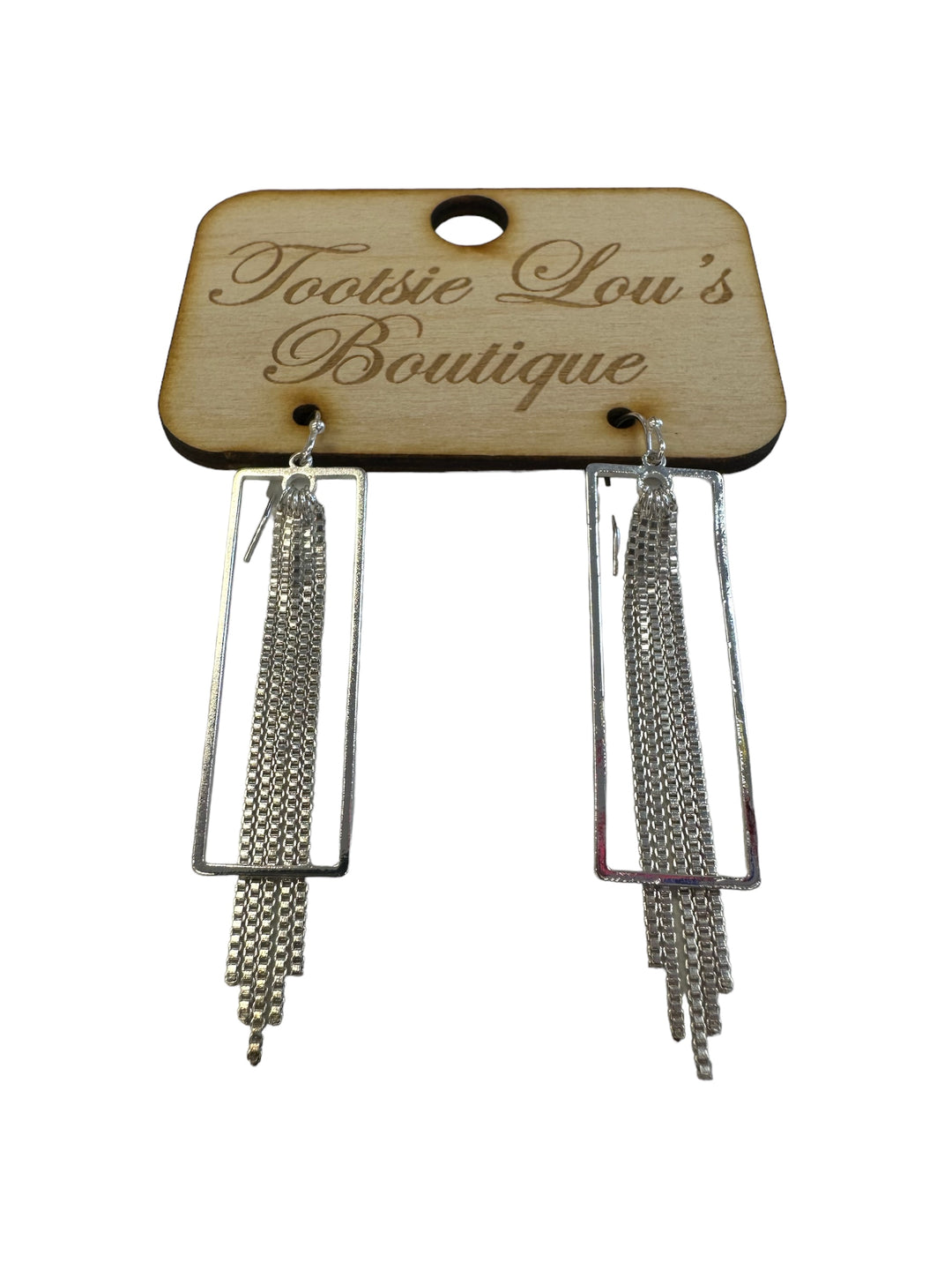 Silver Rectangle Earrings