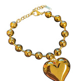 Gold Bubble Heart Bracelet (Water Resistant)