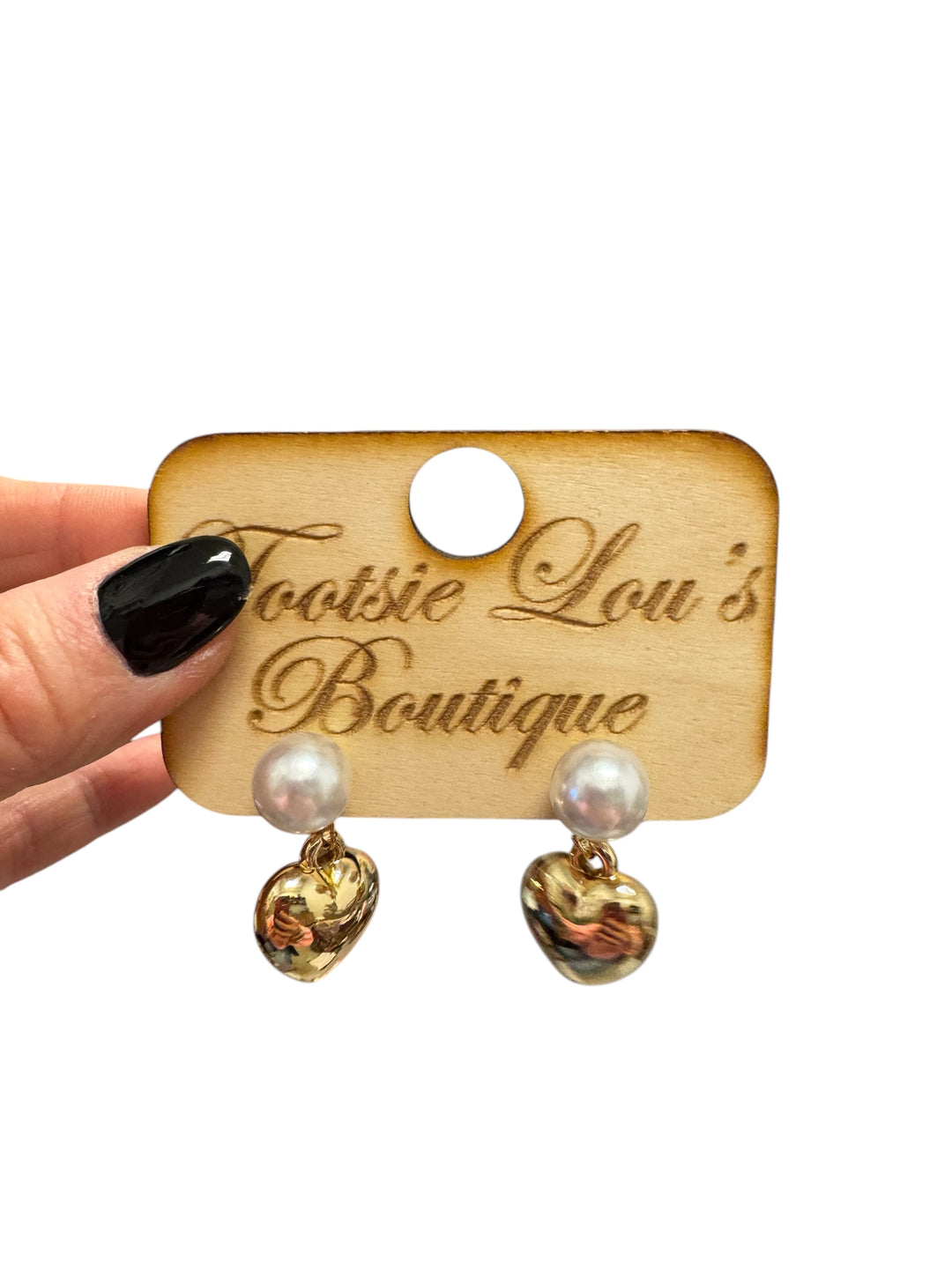 Gold & Pearl Heart Earrings