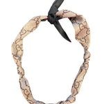 Brown and black designer knotted silk scarf