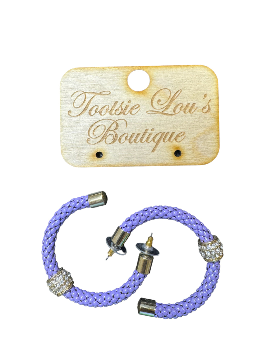 Lavender Rhinestone Hoop Earrings