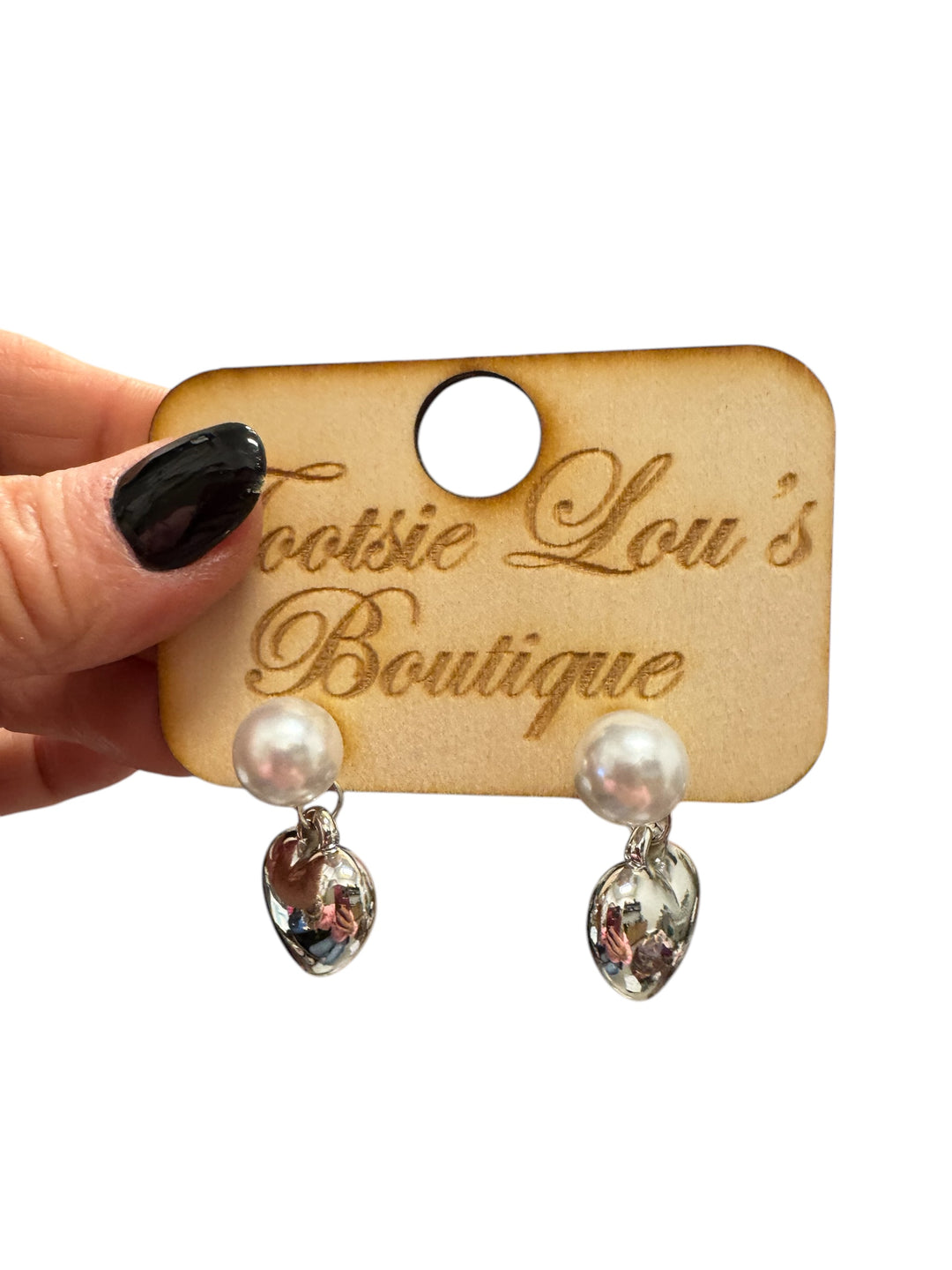 Silver & Pearl Heart Earrings