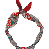 Brown and red designer silk scarf necklace