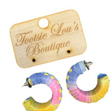 Pastel Rattan Hoop Earrings