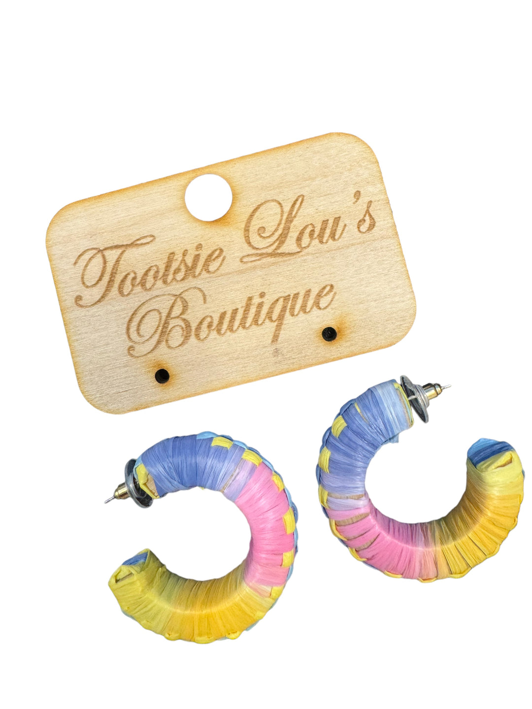 Pastel Rattan Hoop Earrings