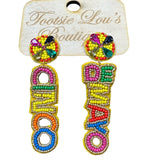 Beaded Dangle Cinco deMayo Earrings