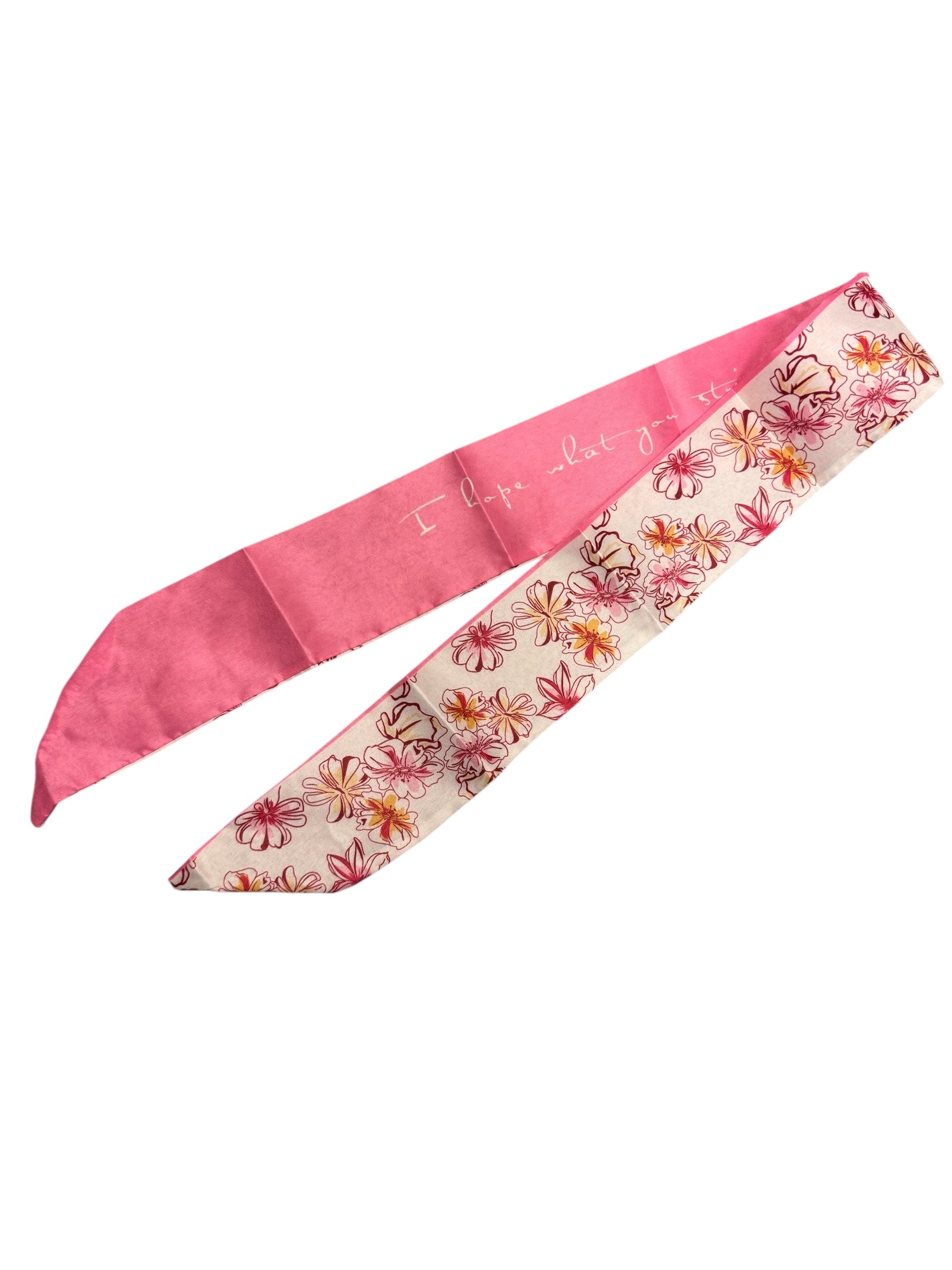 Double sided pink floral satin scarf tie