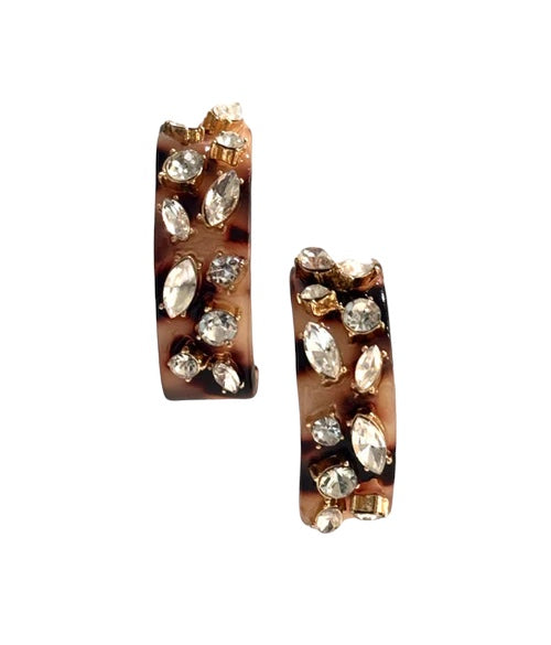 Rhinestone Acrylic Hoop Earrings