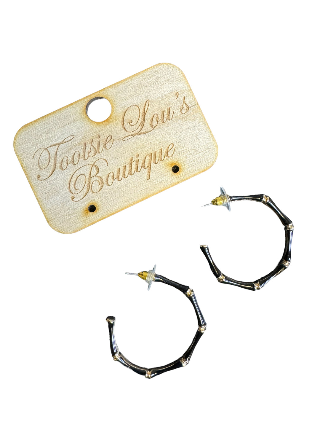 Black Enamel Hoop Earrings