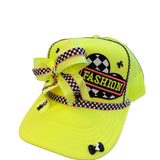 Neon Yellow & Checkered Trucker Hat