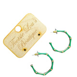 Green Enamel Hoop Earrings