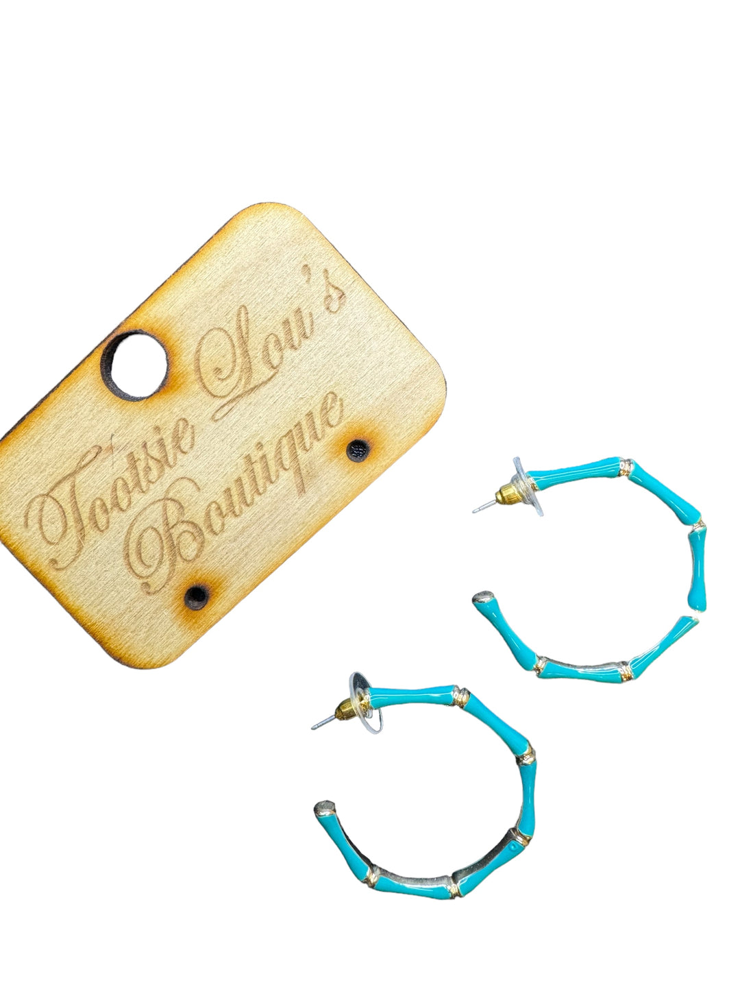 Turquoise Enamel Hoop Earrings