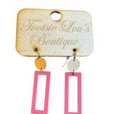 Wine Rectangle Dangle Earrings