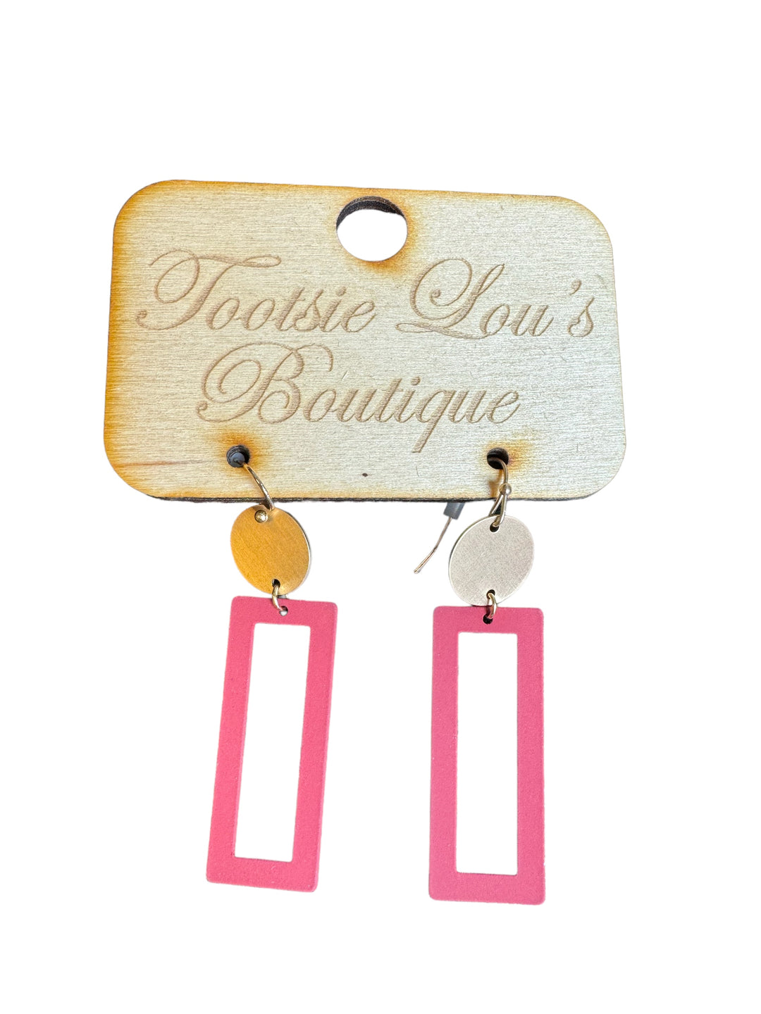 Wine Rectangle Dangle Earrings