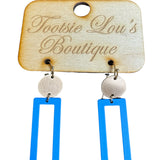 Blue Rectangle Dangle Earrings