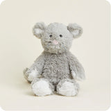 Mouse Warmies® microwavable plush, lavender-scented, weighted for comfort, freezer safe, safe for all ages.