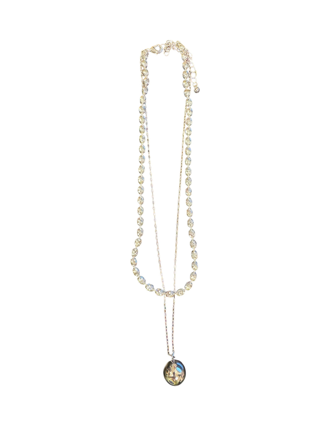 Silver Ball Double Chain Necklace (Water Resistant)