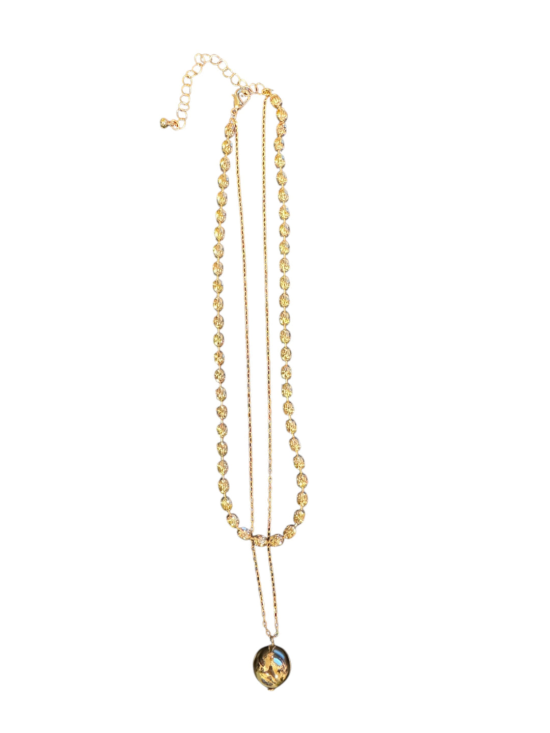 Gold Ball Double Chain Necklace (Water Resistant)