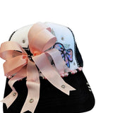 Black & Pink Bow Trucker Hat