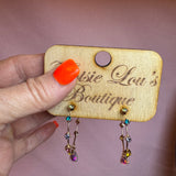 Colorful Rhinestone Hoop & Drop Earrings