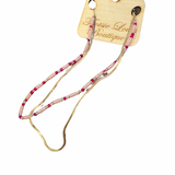 Pink Beaded Gold Chain Necklace