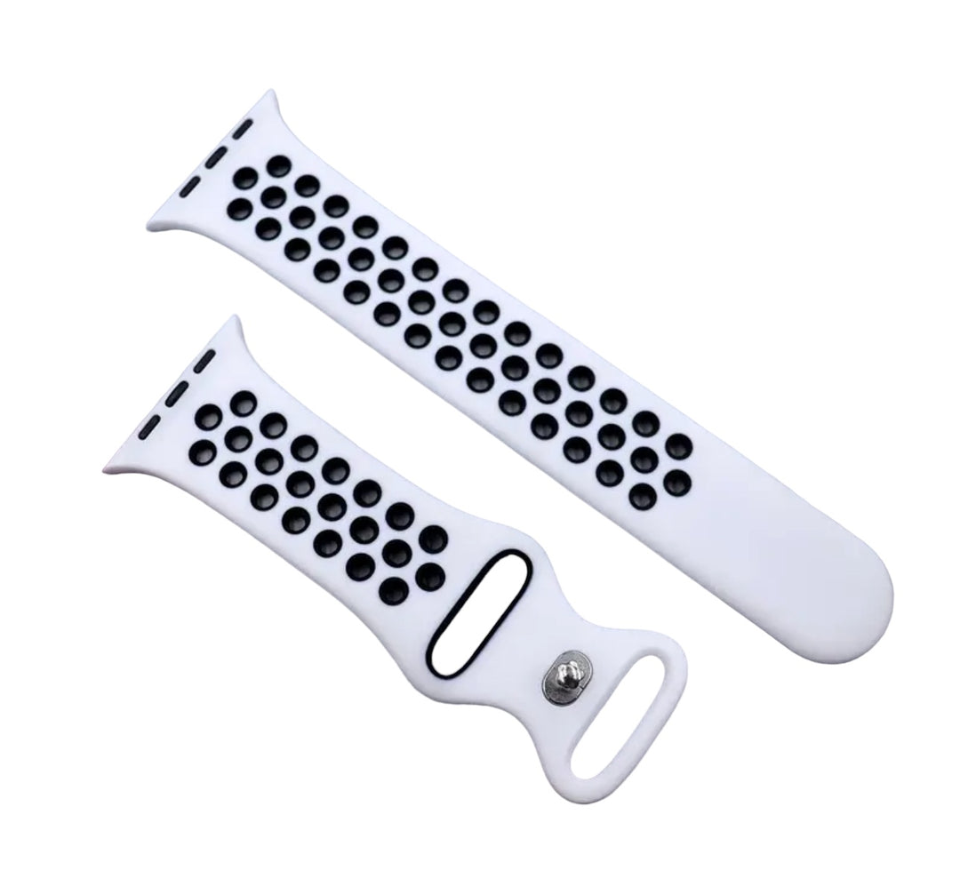 White & Black Apple Watch Band