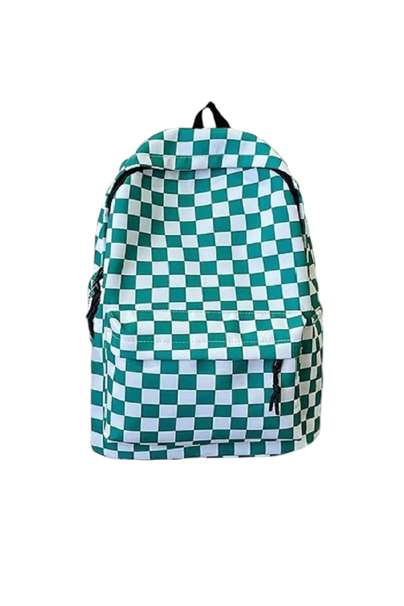 Green Checkered Backpack