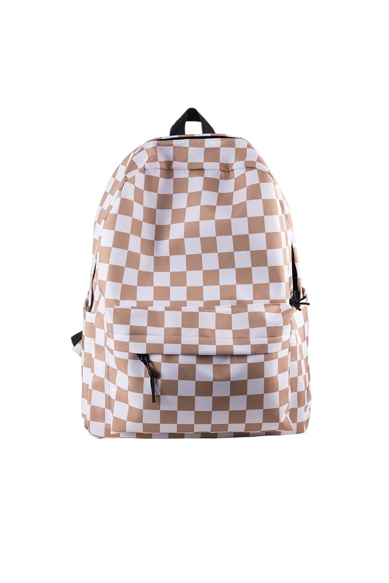 Ash Mocha Checkered Backpack