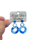 Blue and White Acrylic Dangles