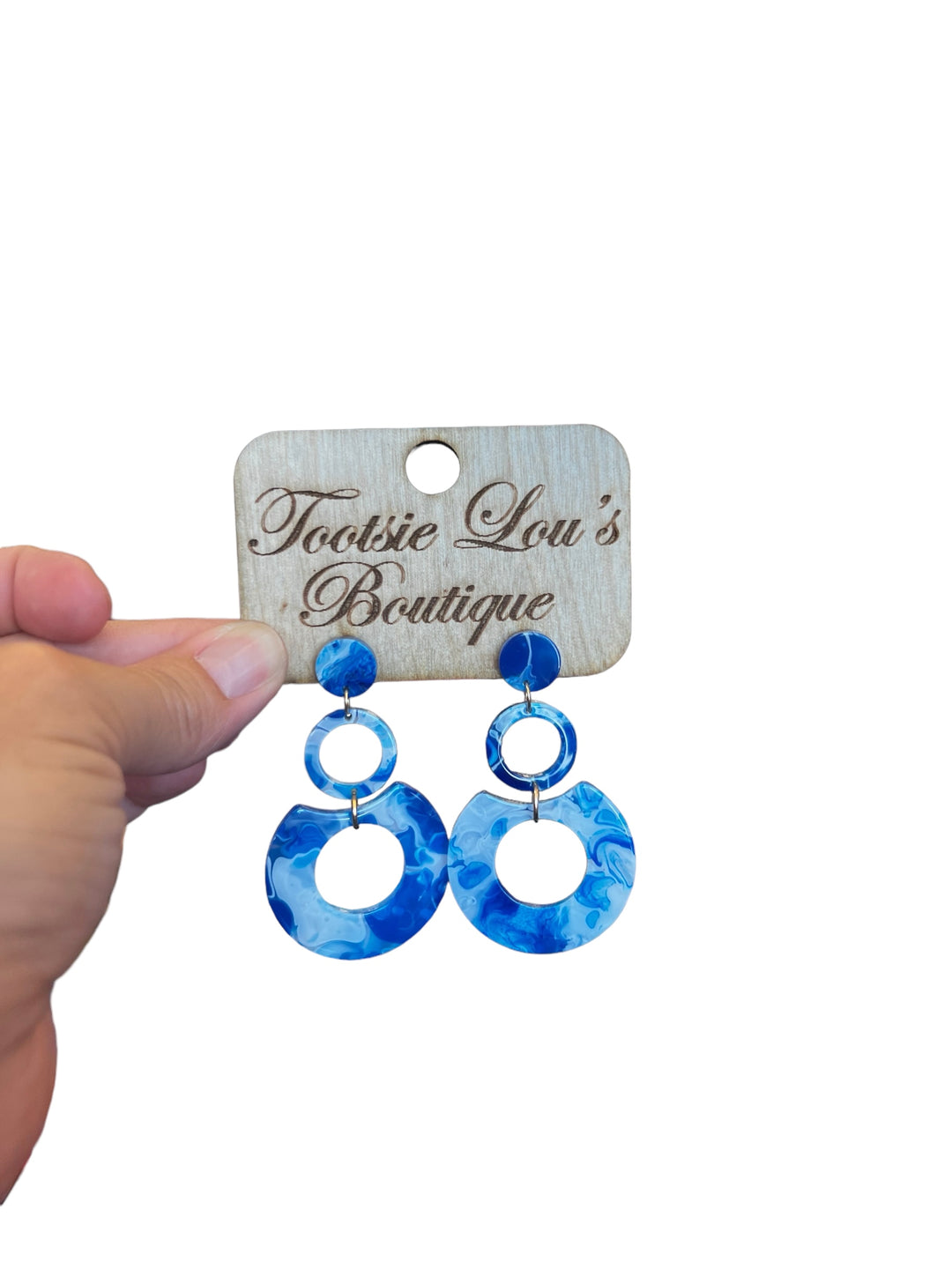 Blue and White Acrylic Dangles