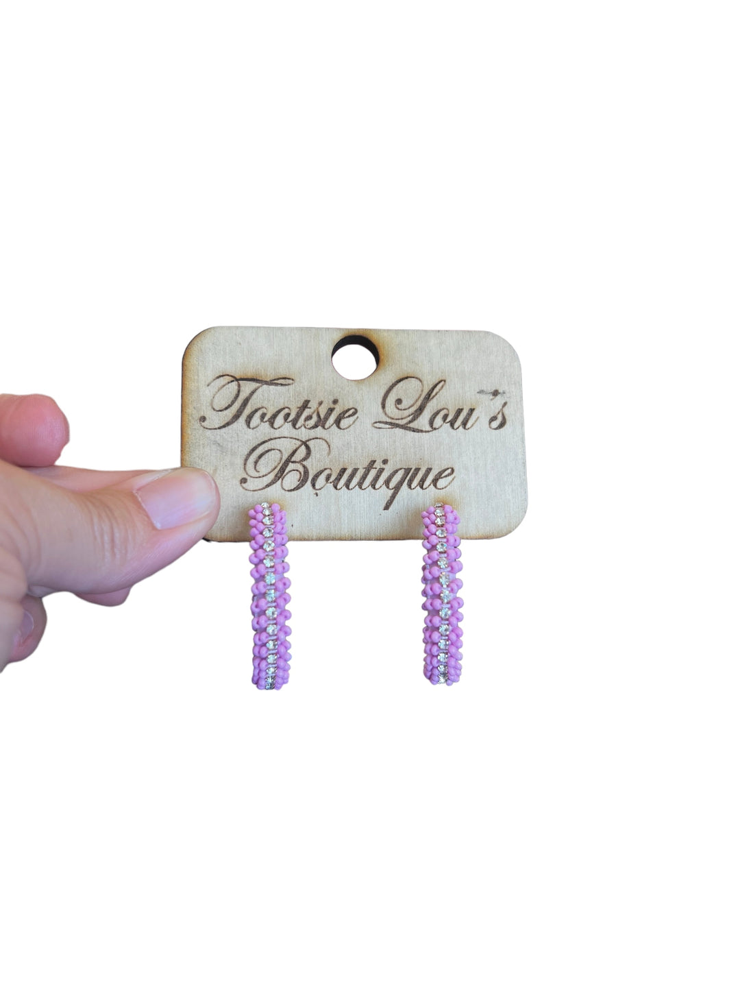 Lavender Beaded Hoop Earrings