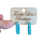 Turquoise Beaded Hoop Earrings