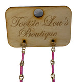 Gold Linked Pink Dangle Earrings