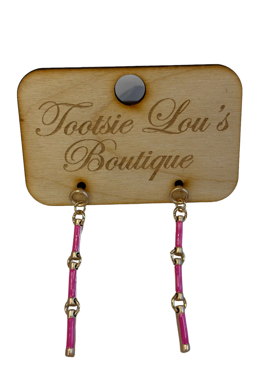 Gold Linked Pink Dangle Earrings