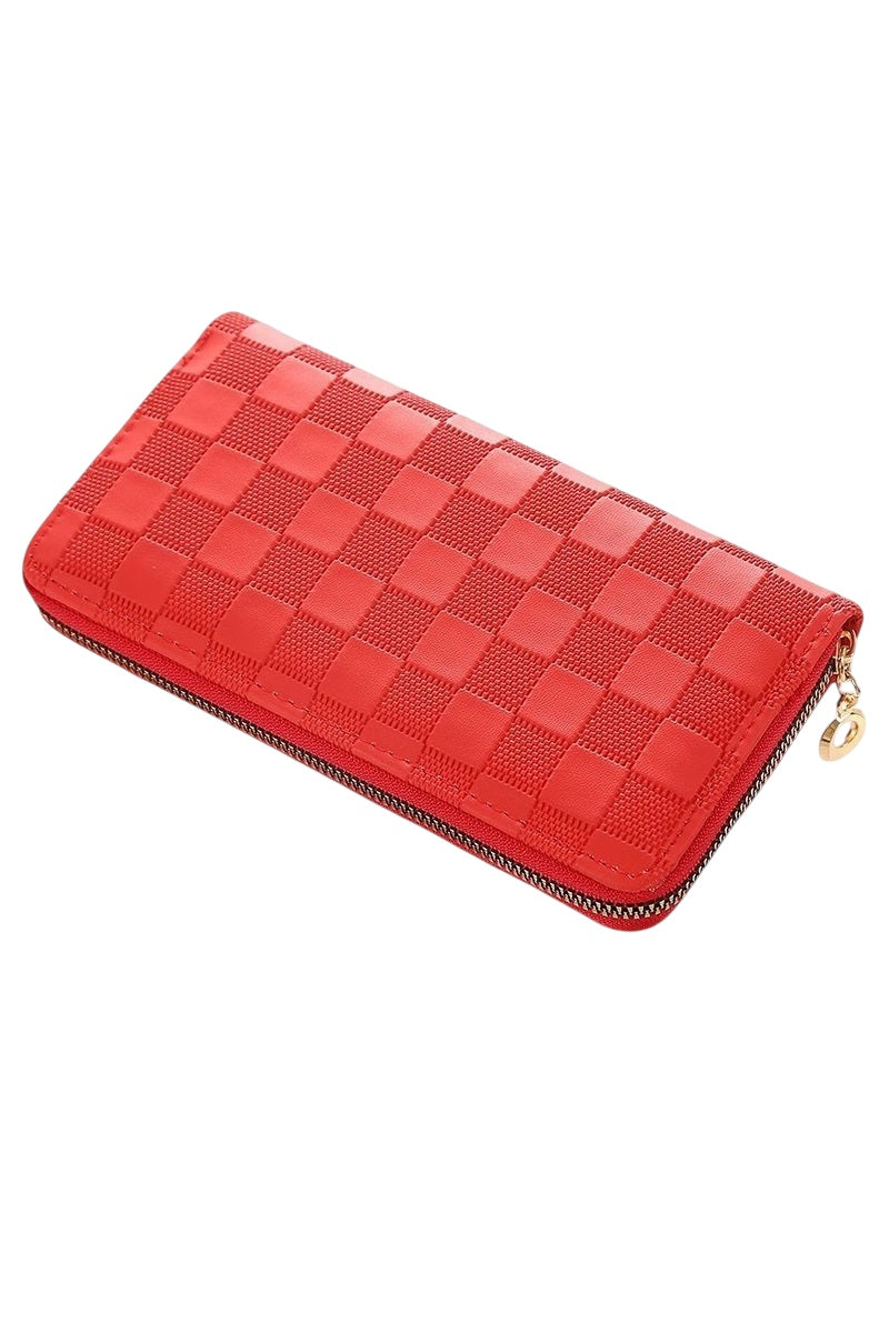 Ruby Red Checkered Wallet
