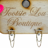 Bara Boheme Gold Triple Chain and Solitaire Stud Earrings