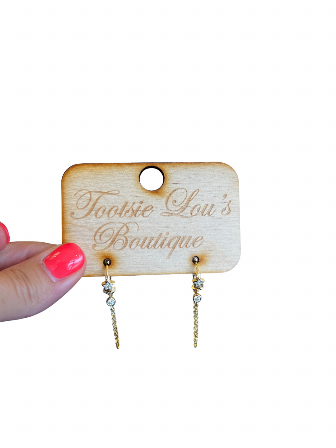 Bara Boheme Hoop Hugger Double Star and Solitaire Earrings