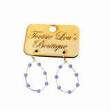 Purple Beaded Teardrop Earrings