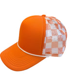 Orange & White Checkered Trucker Hat