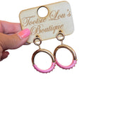 Light Pink Drop Hoop Earrings