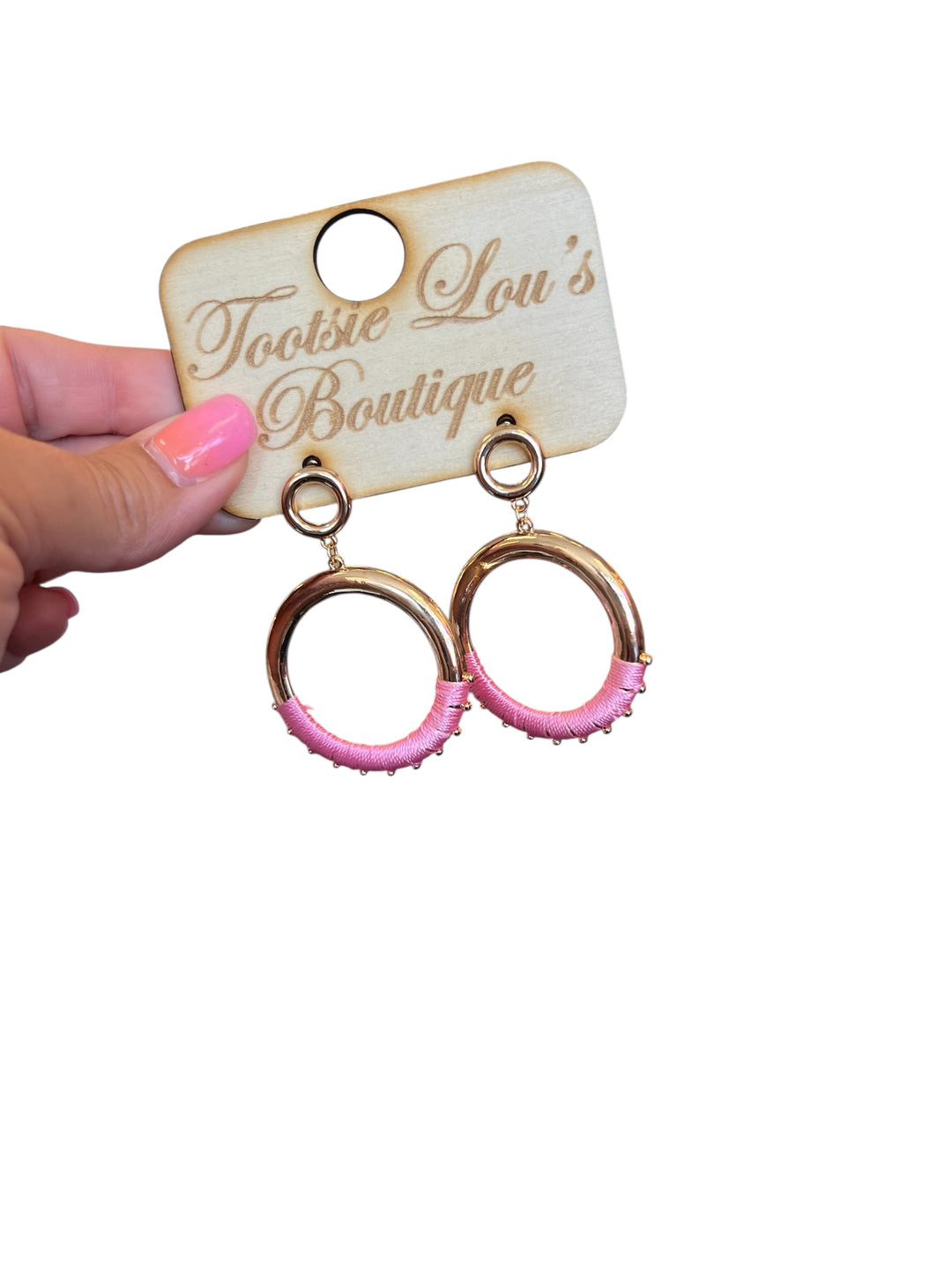 Light Pink Drop Hoop Earrings