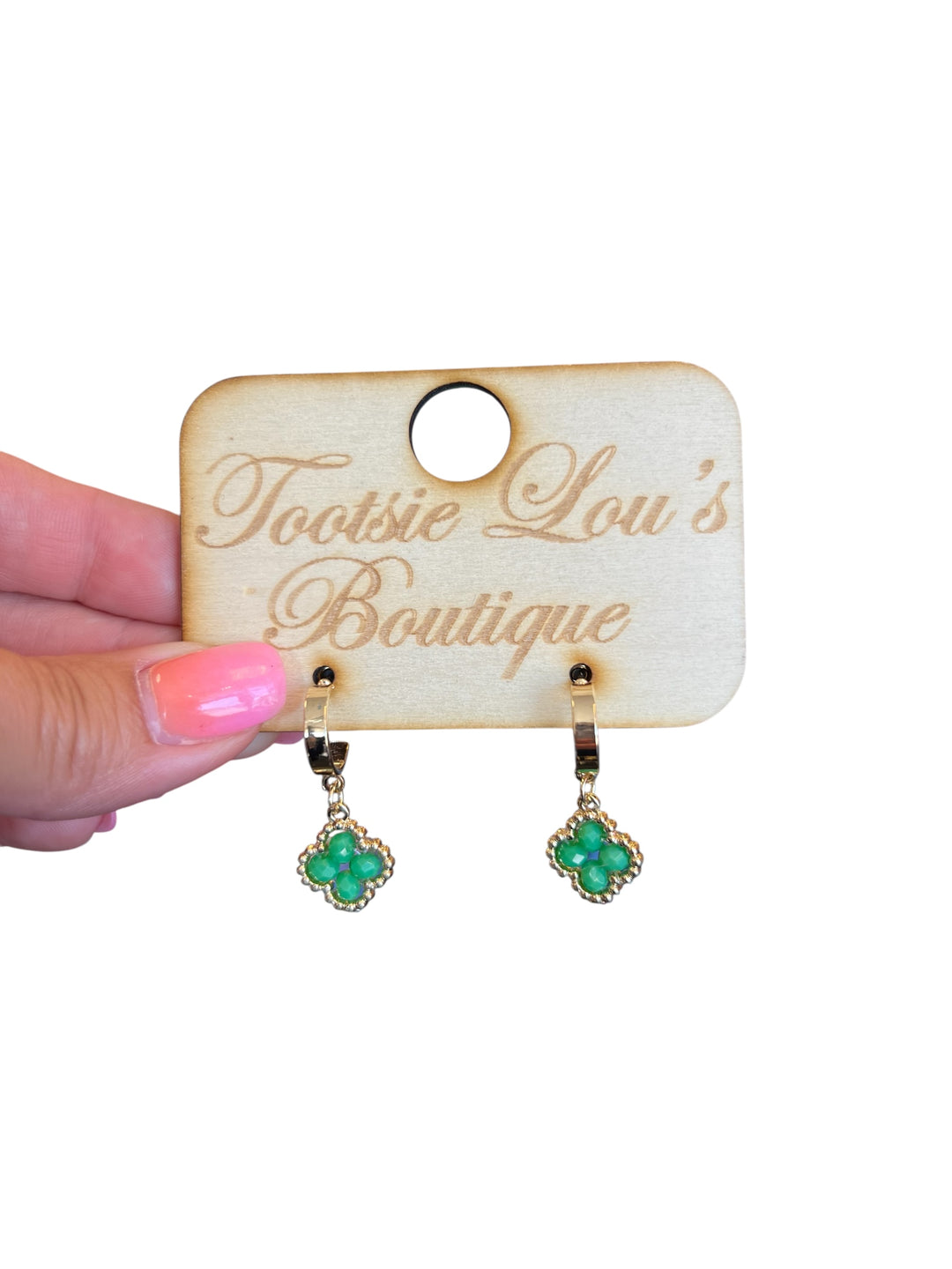 Green Clover Dangle Earrings