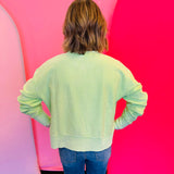 Summer Green Slit Corded Crew