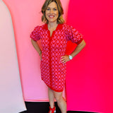 Red & Pink Abstract Dress