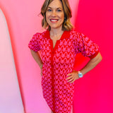 Red & Pink Abstract Dress