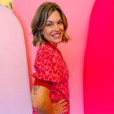 Red & Pink Abstract Dress