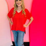 Red Corded Top